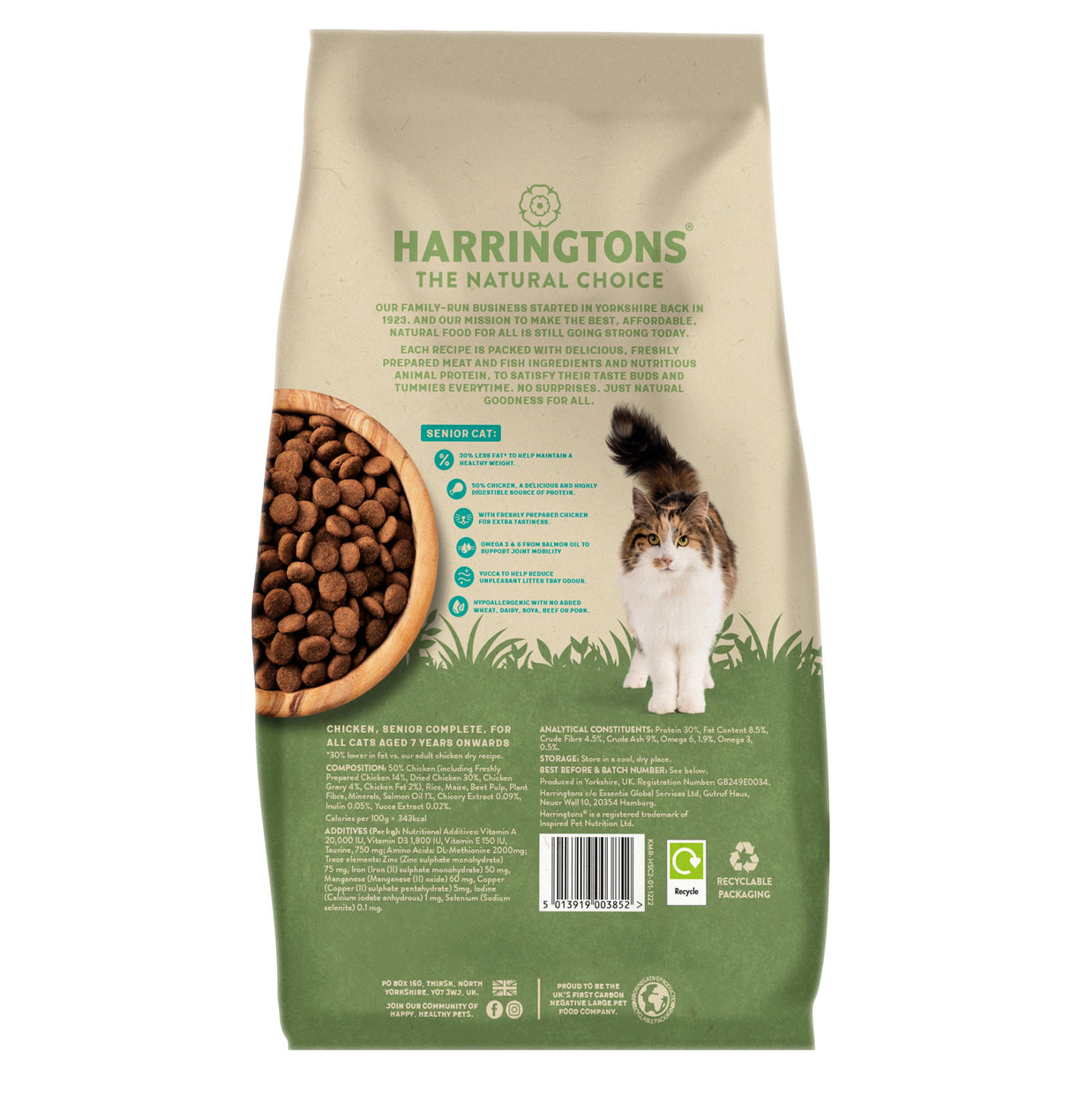 Harringtons Senior Chicken Dry Cat Food - 2kg