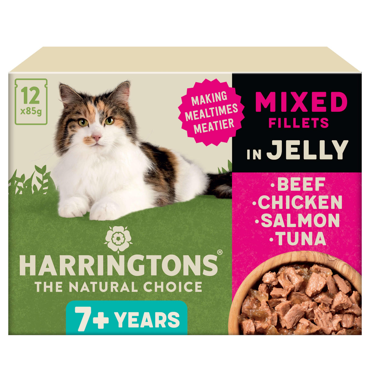 Harringtons Wet Cat Food Senior Mixed Jelly - 12x85g