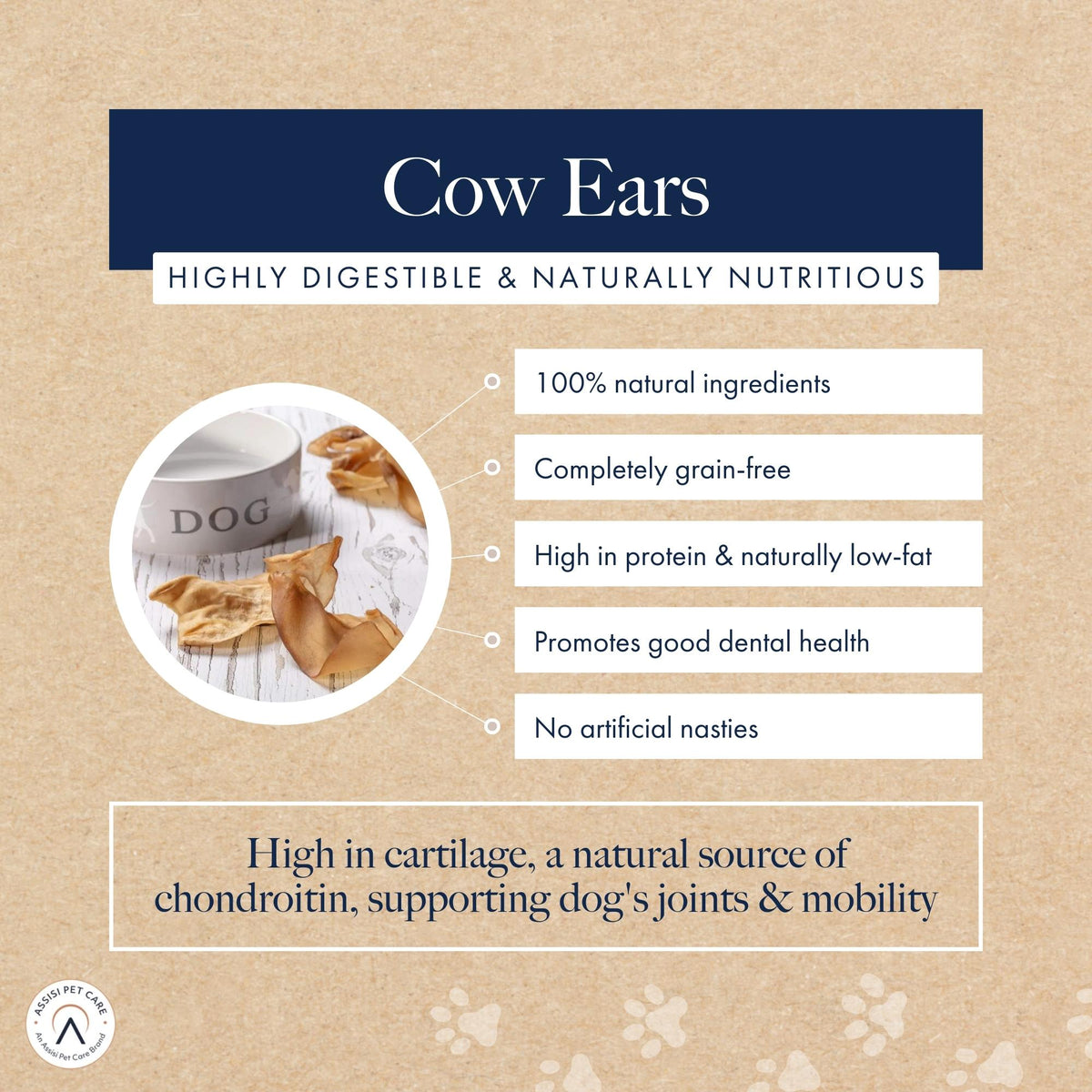 Hollings Cows Ears Natural Dog Chews - 50 Pack