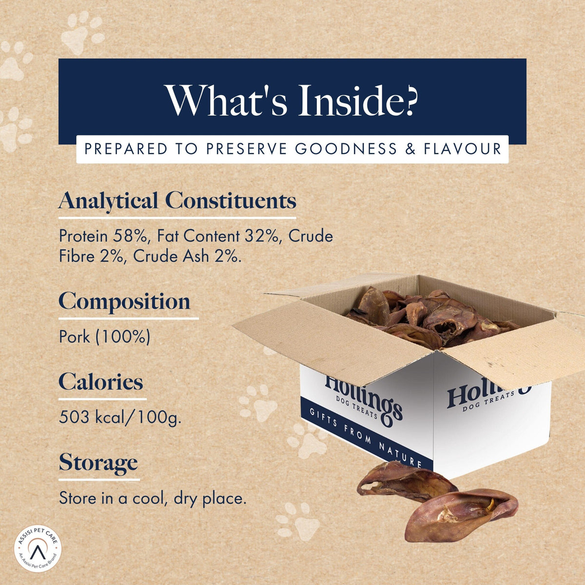 Hollings Pigs Ears Natural Dog Chews - 50 Pack