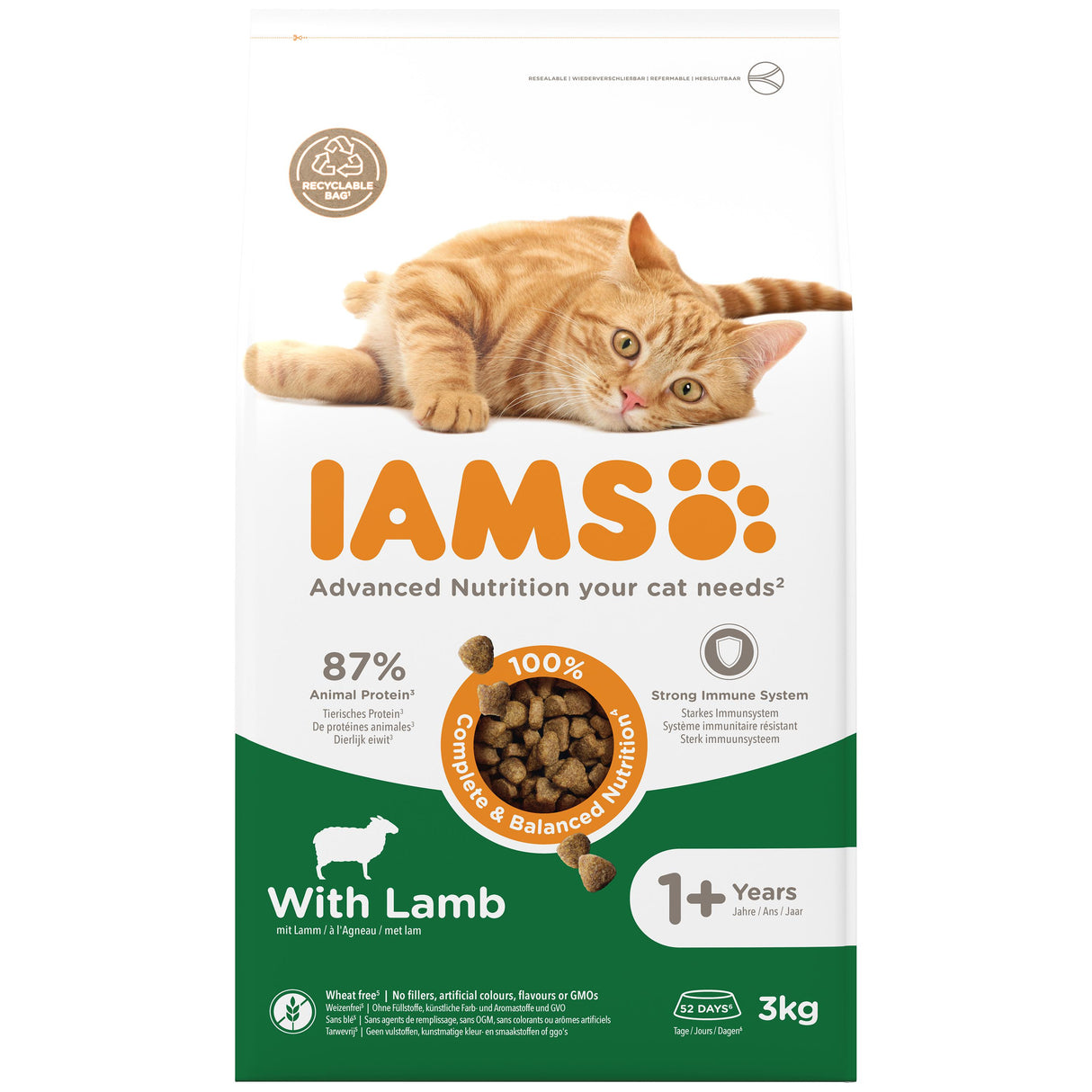Iams Adult Lamb Dry Cat Food - 3kg