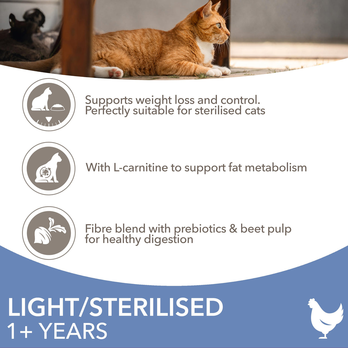 Iams for Vitality Light in Fat Sterilised Dry Cat Food - 10k