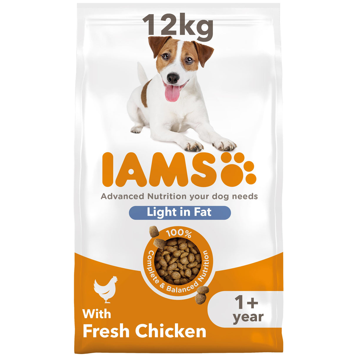 Iams or Vitality Light in Fat with Fresh Chicken Dry Dog Food - 12kg