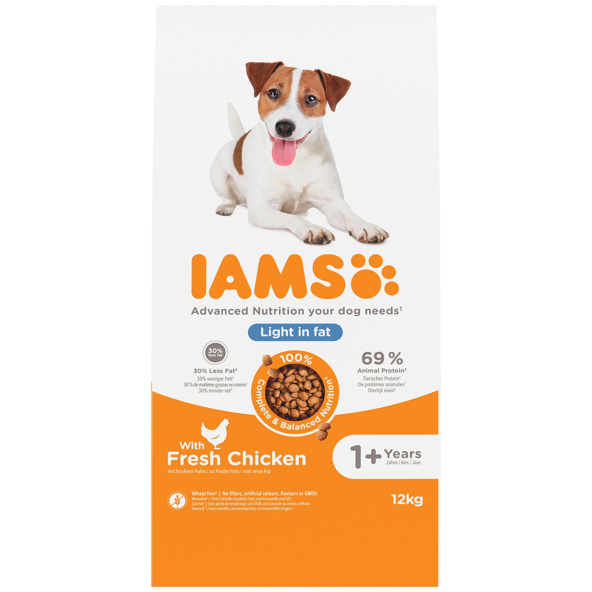 Iams or Vitality Light in Fat with Fresh Chicken Dry Dog Food - 12kg