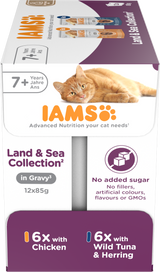 Iams Delights Senior 7+ Chicken & Fish in Gravy Variety Pack Wet Cat Food Pouches - 12 x 85g