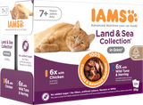 Iams Delights Senior 7+ Chicken & Fish in Gravy Variety Pack Wet Cat Food Pouches - 12 x 85g