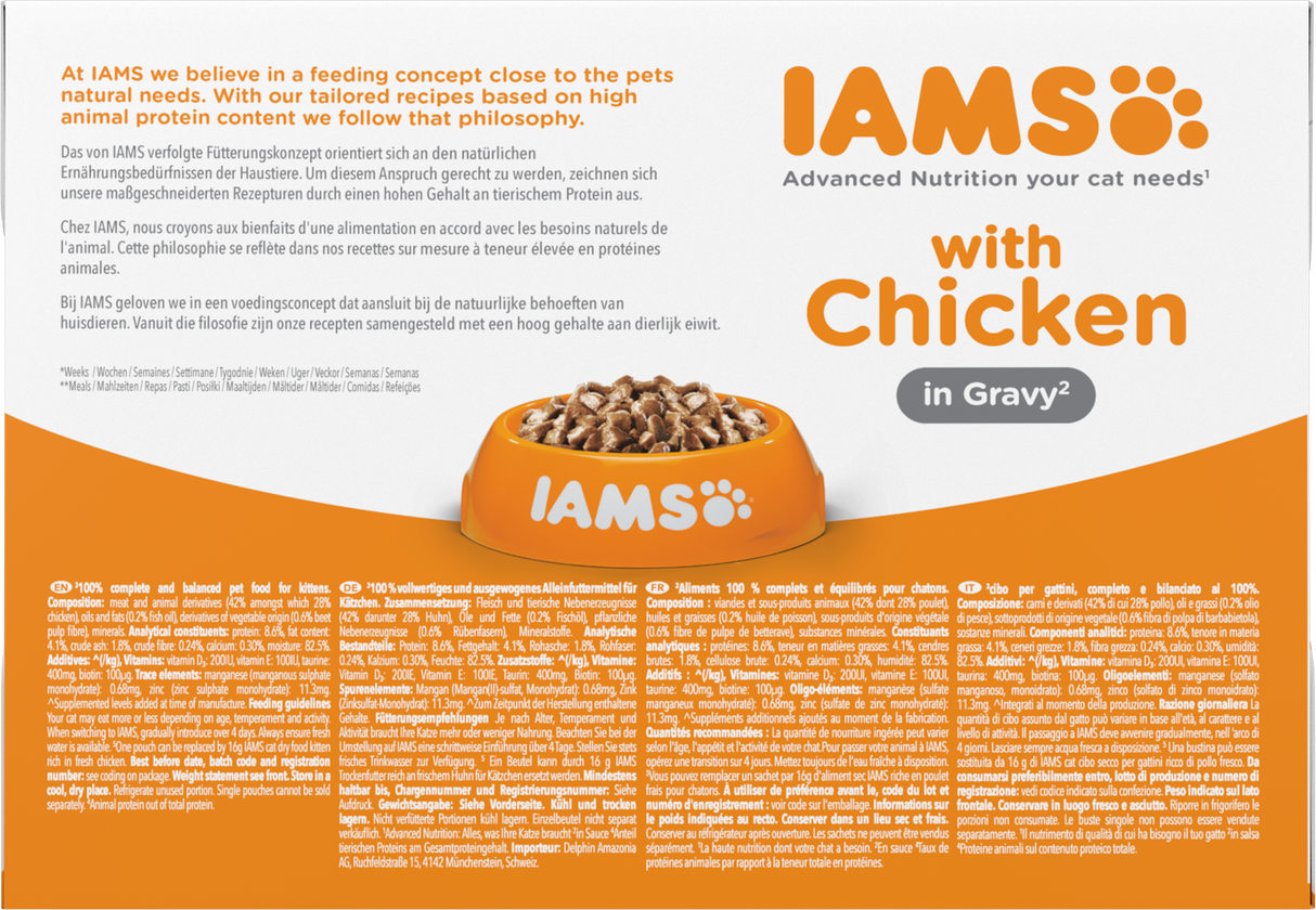Iams Delights Chicken in Gravy Cat food for Kittens- 12 x 85