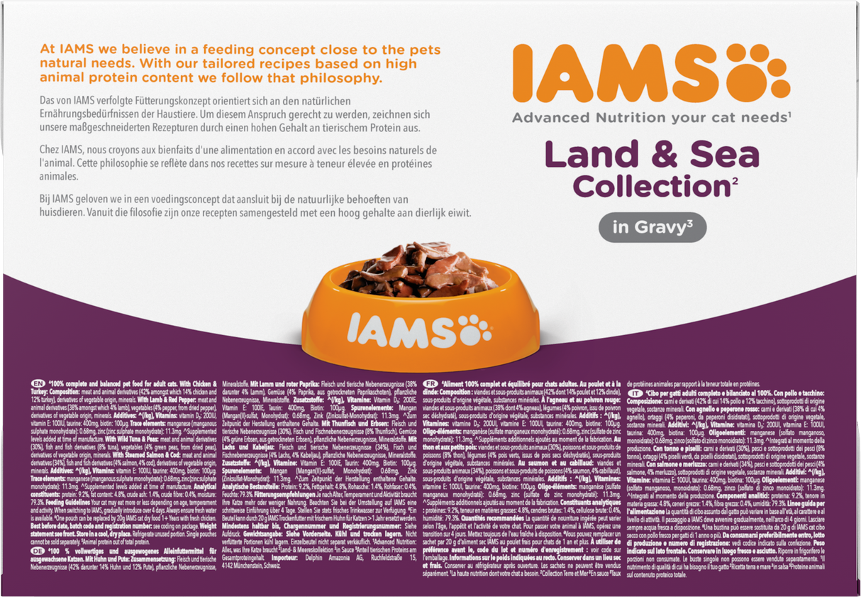 Iams Delights Land and Sea Collection Cat Food in Gravy -12x