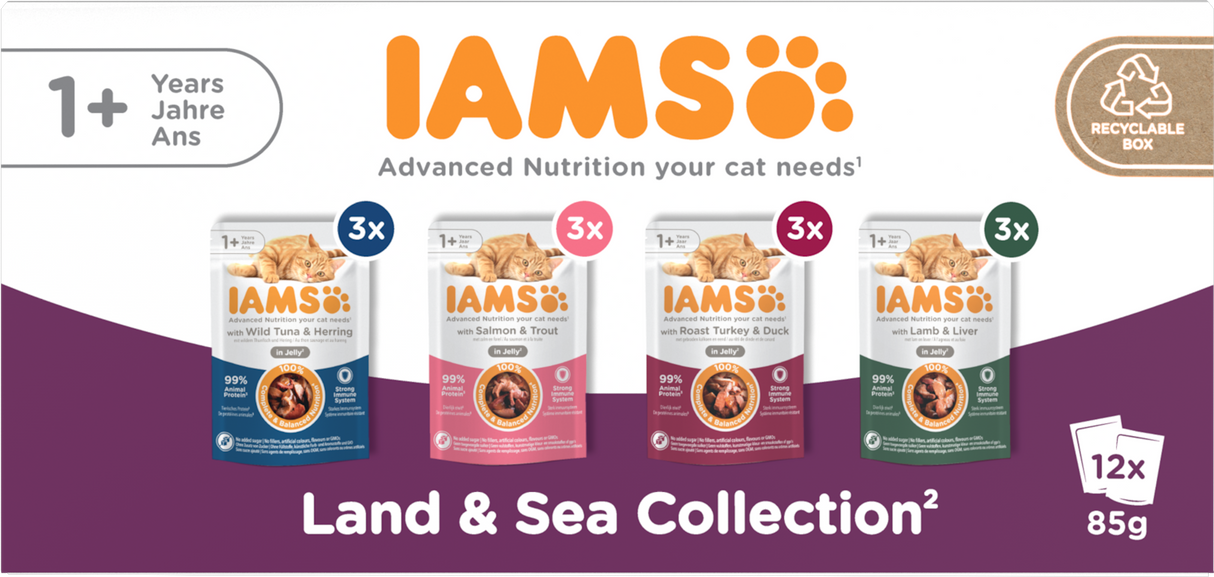 Iams Delights Land and Sea Collection in Jelly Cat Food -12