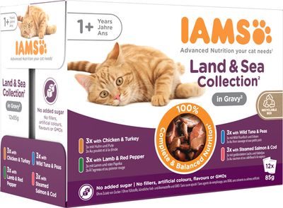 Iams Delights and Sea Collection Cat Food in Gravy- 48 x 85g