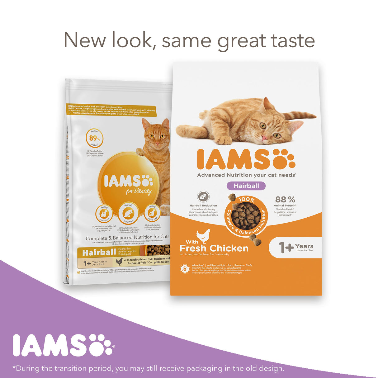 Iams For Vitality Hairball Chicken Dry Cat Food - 10kg