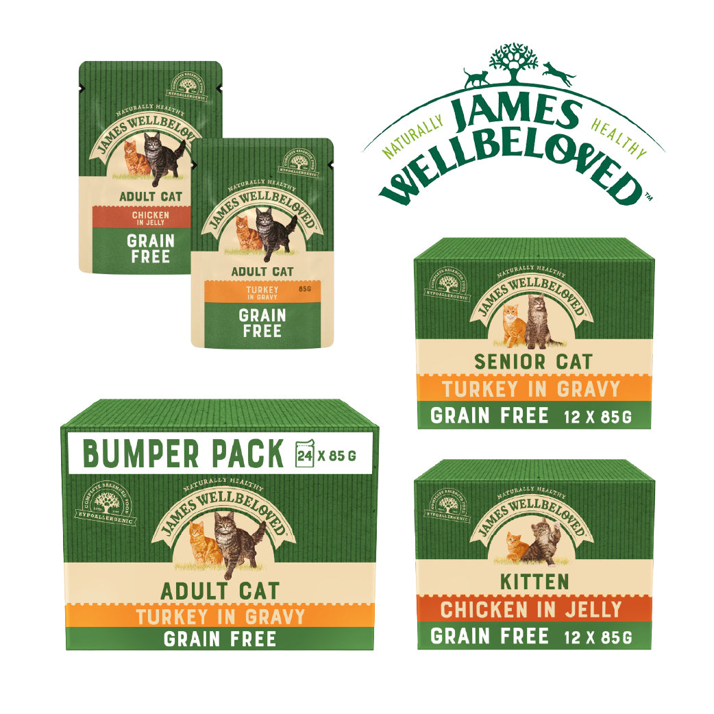 James Wellbeloved Grain Free Wet Cat Food – Adult, Kitten & Senior Pouches