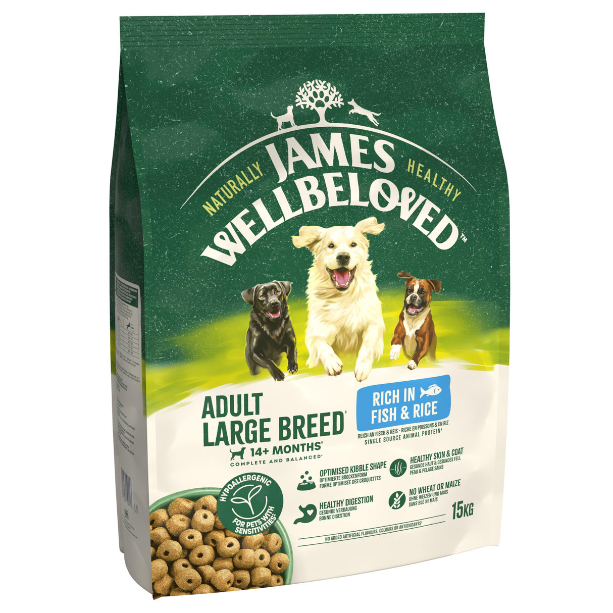 James Wellbeloved Adult Large Breed Fish & Rice Dry Dog Food - 15kg