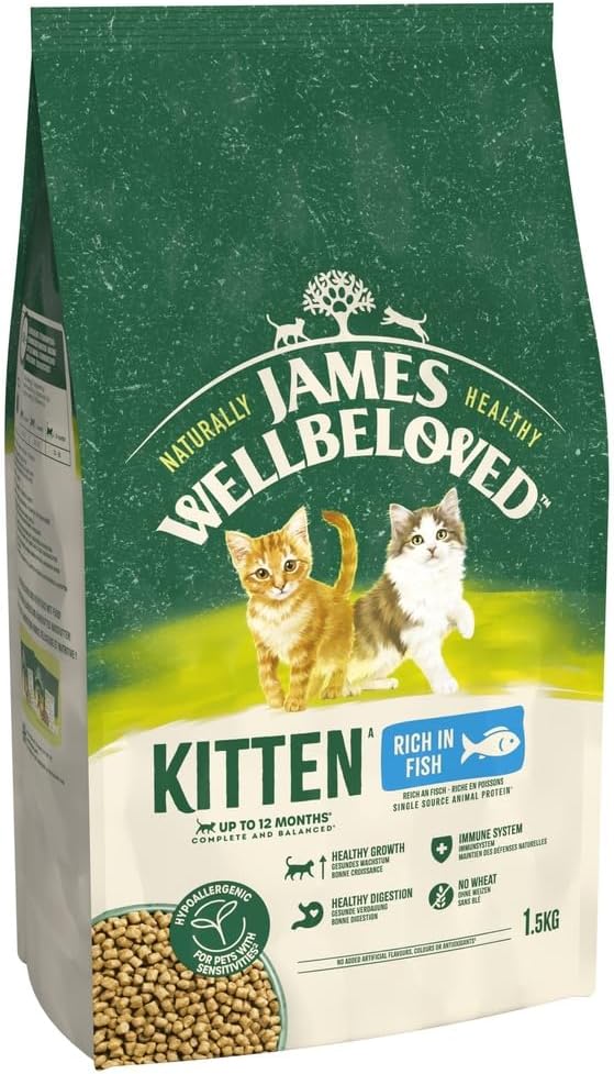 James Wellbeloved Kitten Complete Dry Cat Food Biscuits Fish - 1.5kg