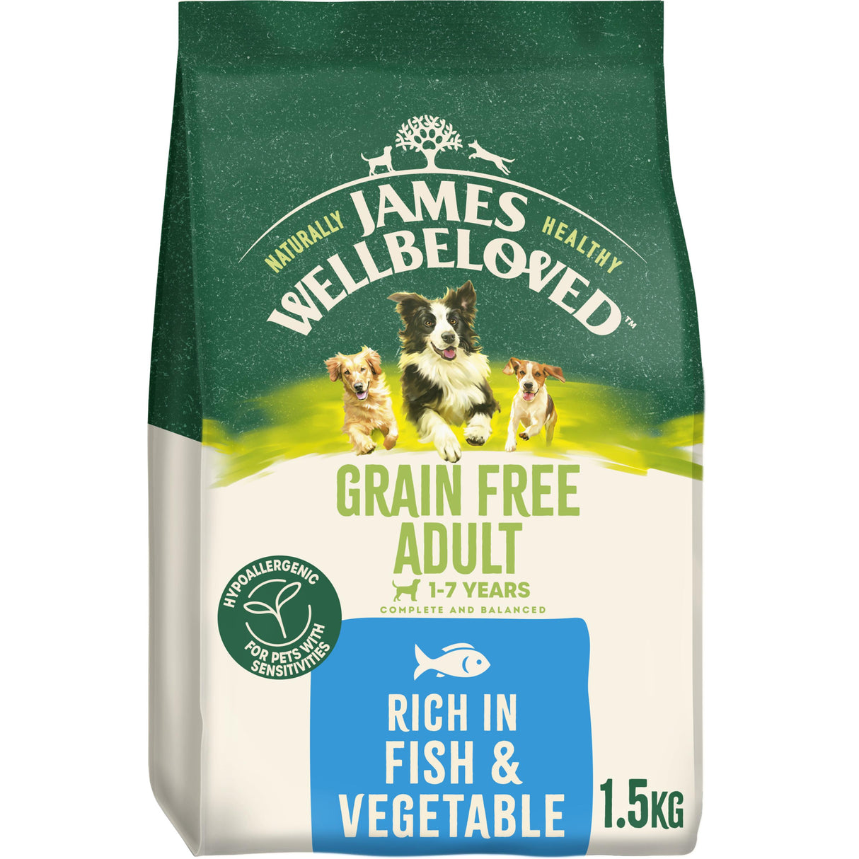 James Wellbeloved Fish & Veg Adult Dry Dog Food - 1.5kg