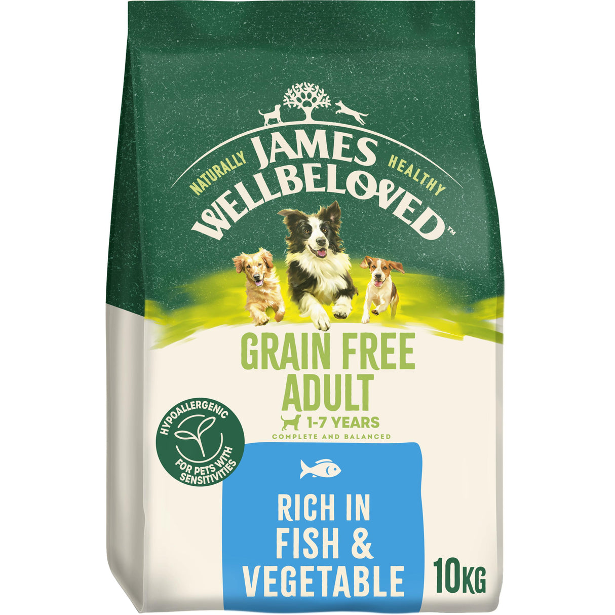James Wellbeloved Grain Free Adult Complete Dry Dog Food Fish & Veg - 10kg