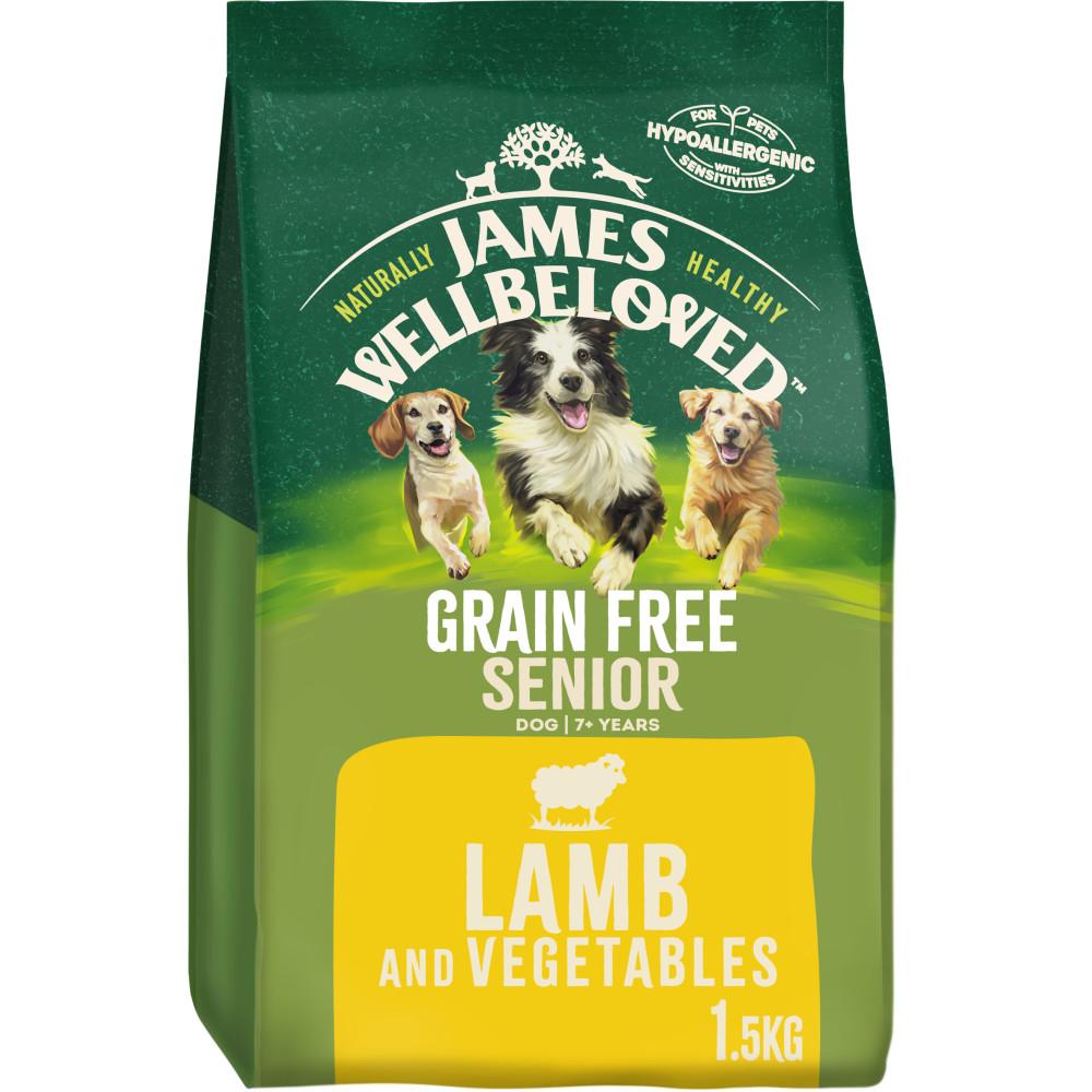 James Wellbeloved Grain Free Senior Complete Dry Dog Food with Lamb & Veg - 1.5kg