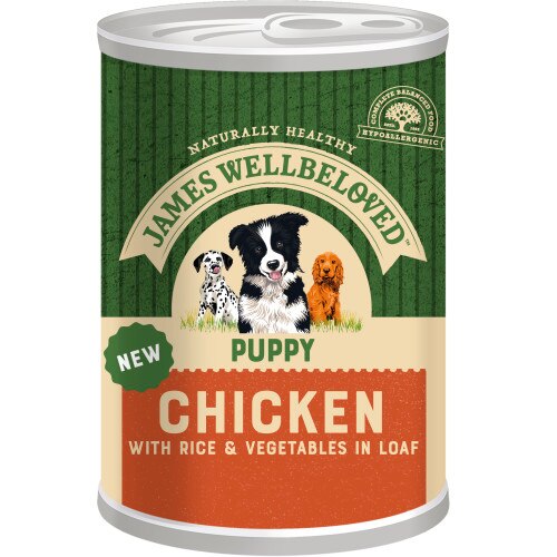 James Wellbeloved Puppy Chicken, Rice and Vegetable in Loaf Wet Dog Food Cans - 12 x 400g