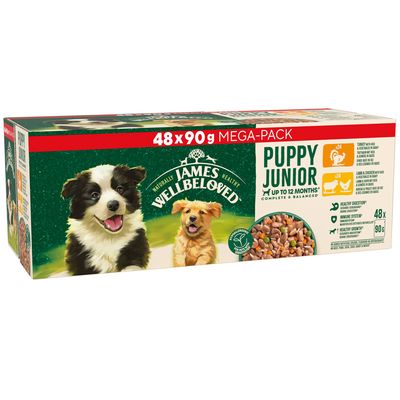 James Wellbeloved Puppy Wet Dog Food Pouches  in Gravy Variety Pack  - 48 x 90g