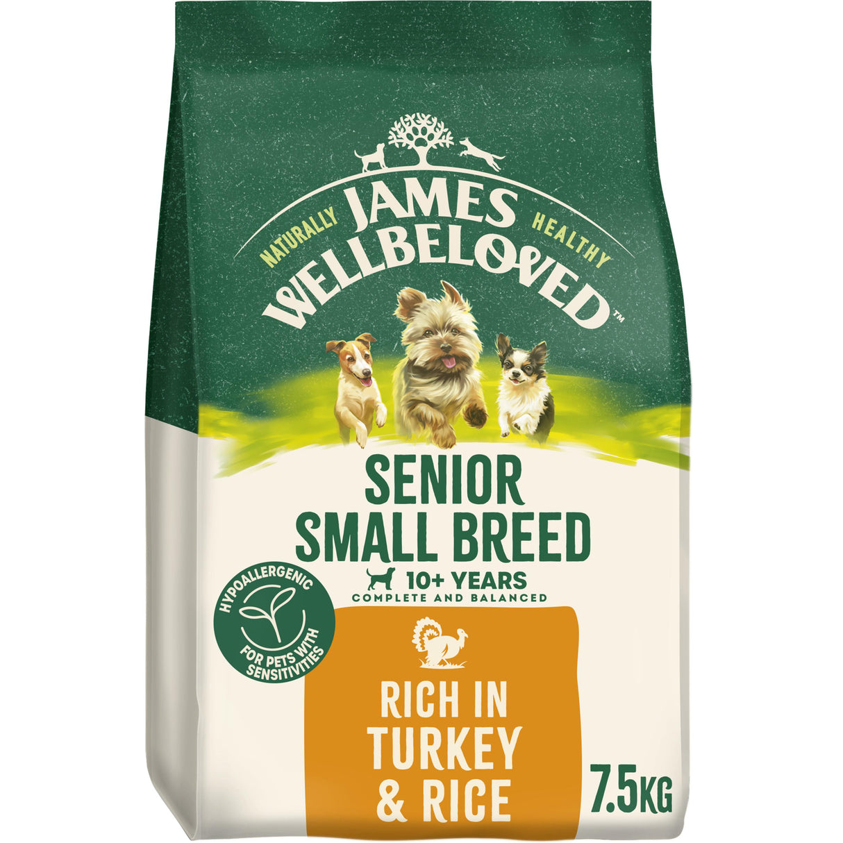 James Wellbeloved Senior Small Breed Complete Dry Dog Food Turkey - 7.5kg