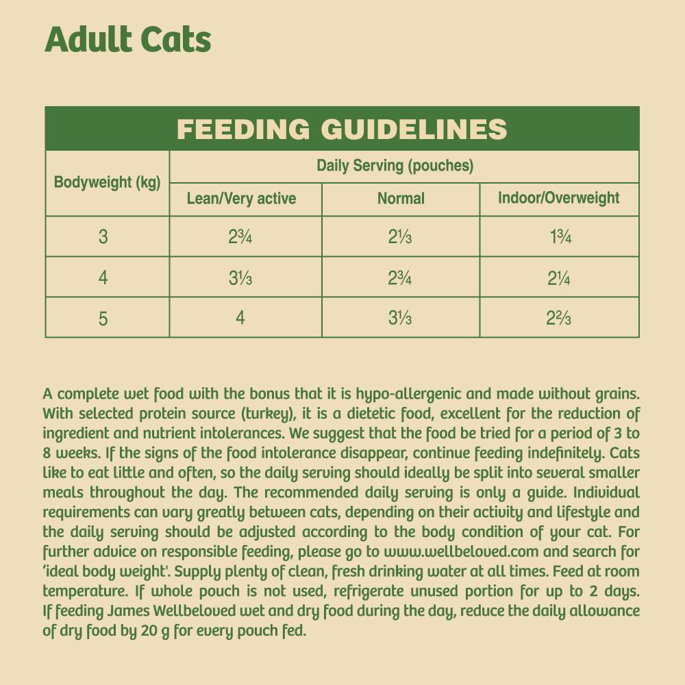 James Wellbeloved Adult Grain Free Turkey in Gravy Wet Cat Food Pouches - 12 x 85g