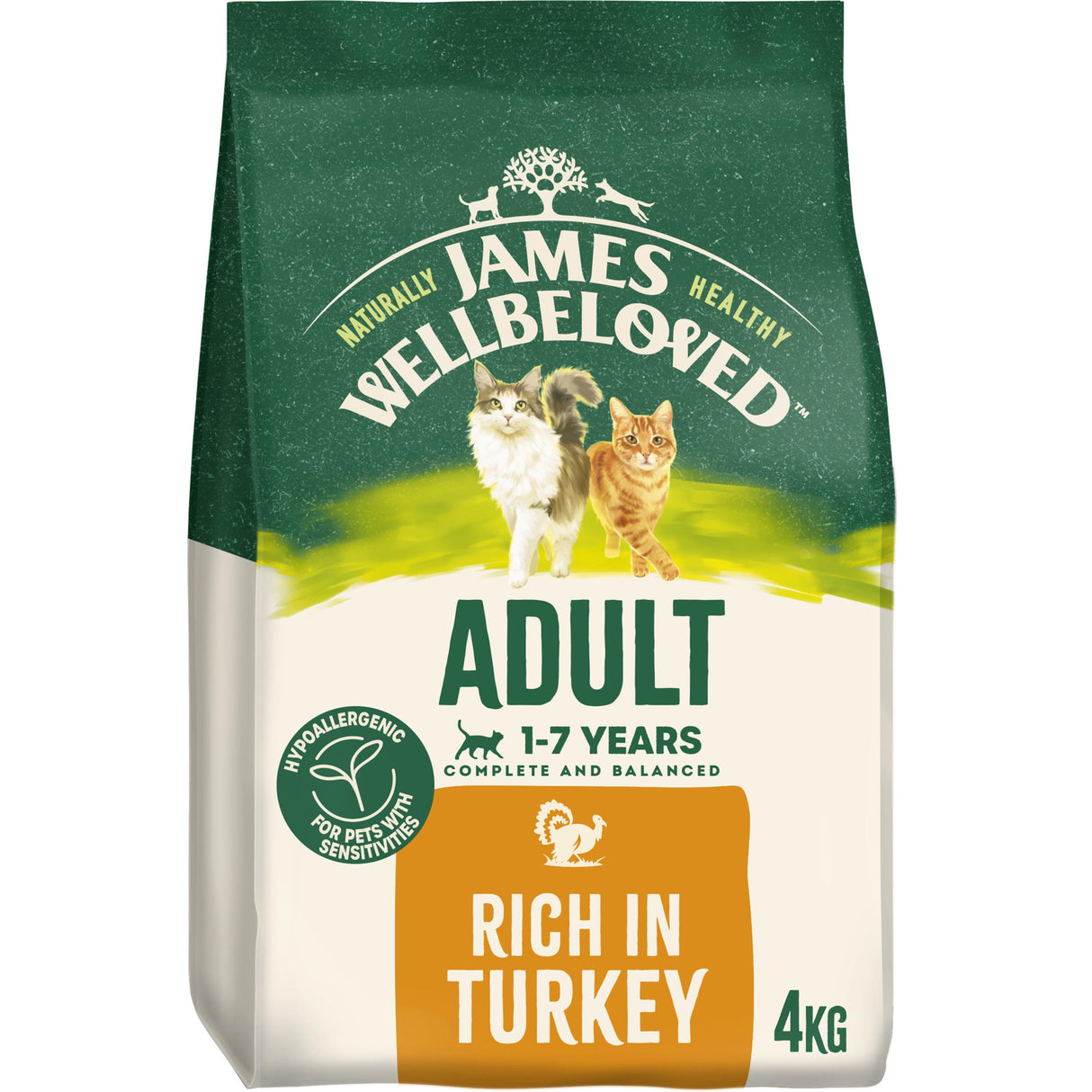 James Wellbeloved Turkey & Rice Adult Dry Cat Food - 4kg