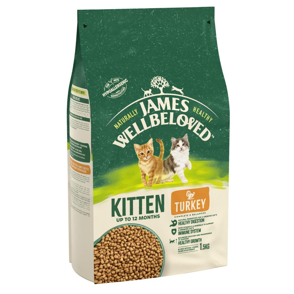 James Wellbeloved Kitten Complete Dry Cat Food Biscuits Turkey - 1.5kg