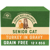 James Wellbeloved Grain Free Senior Cat Food Pouches Turkey in Gravy - 12x85g