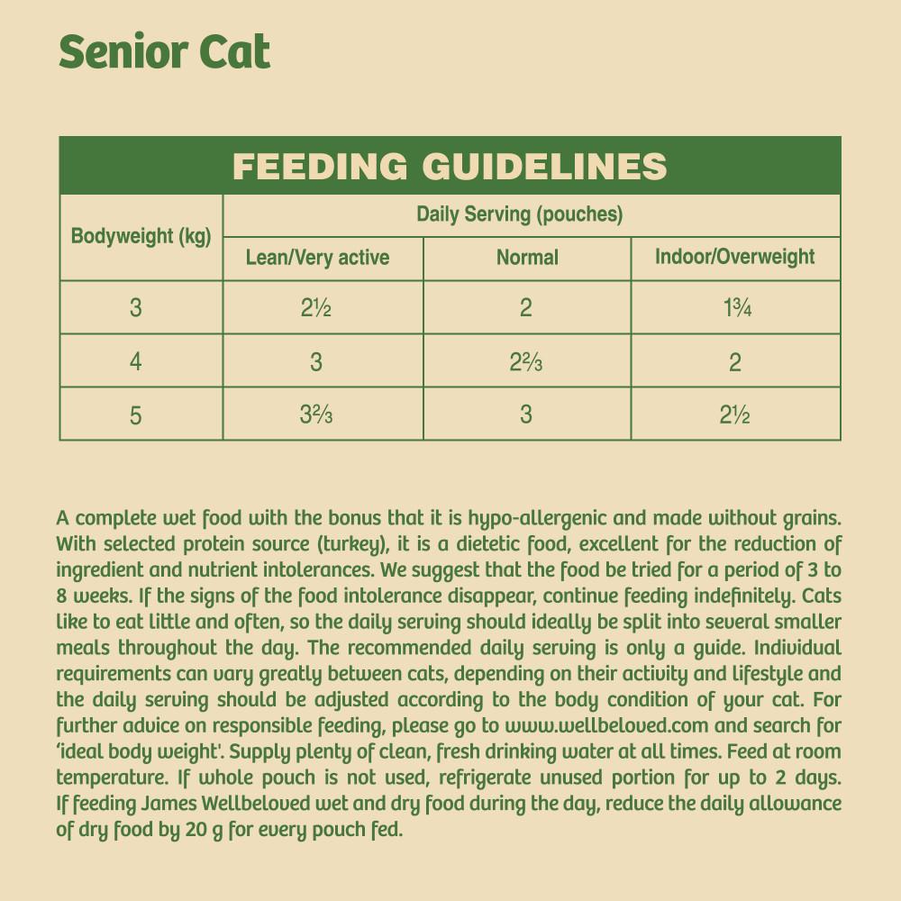 James Wellbeloved Grain Free Senior Cat Food Pouches Turkey in Gravy - 12x85g