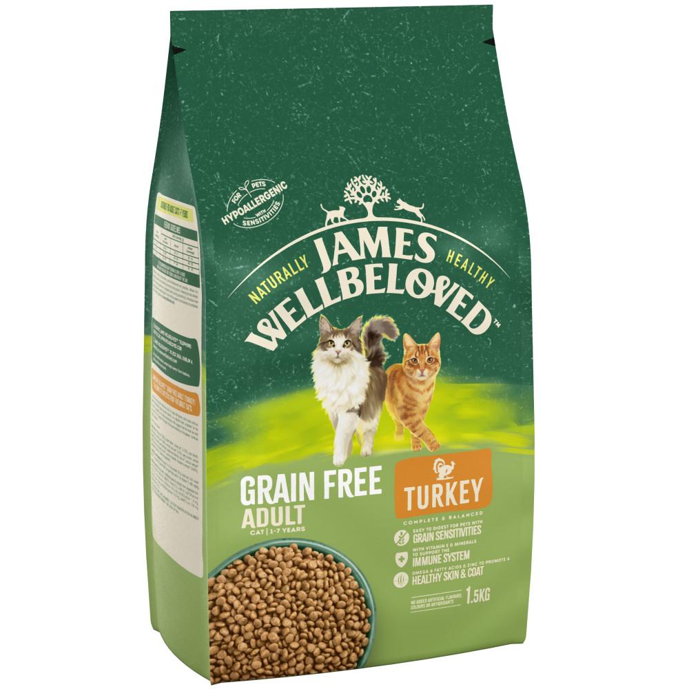 James Wellbeloved Turkey & Vegetable Adult Dry Cat Food - 1.5kg