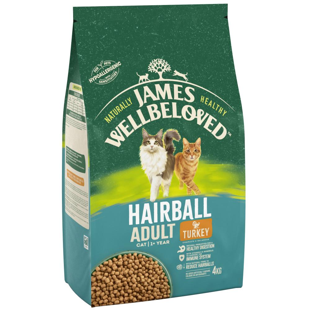 James Wellbeloved Adult Hairball Turkey Dry Cat Food - 4kg