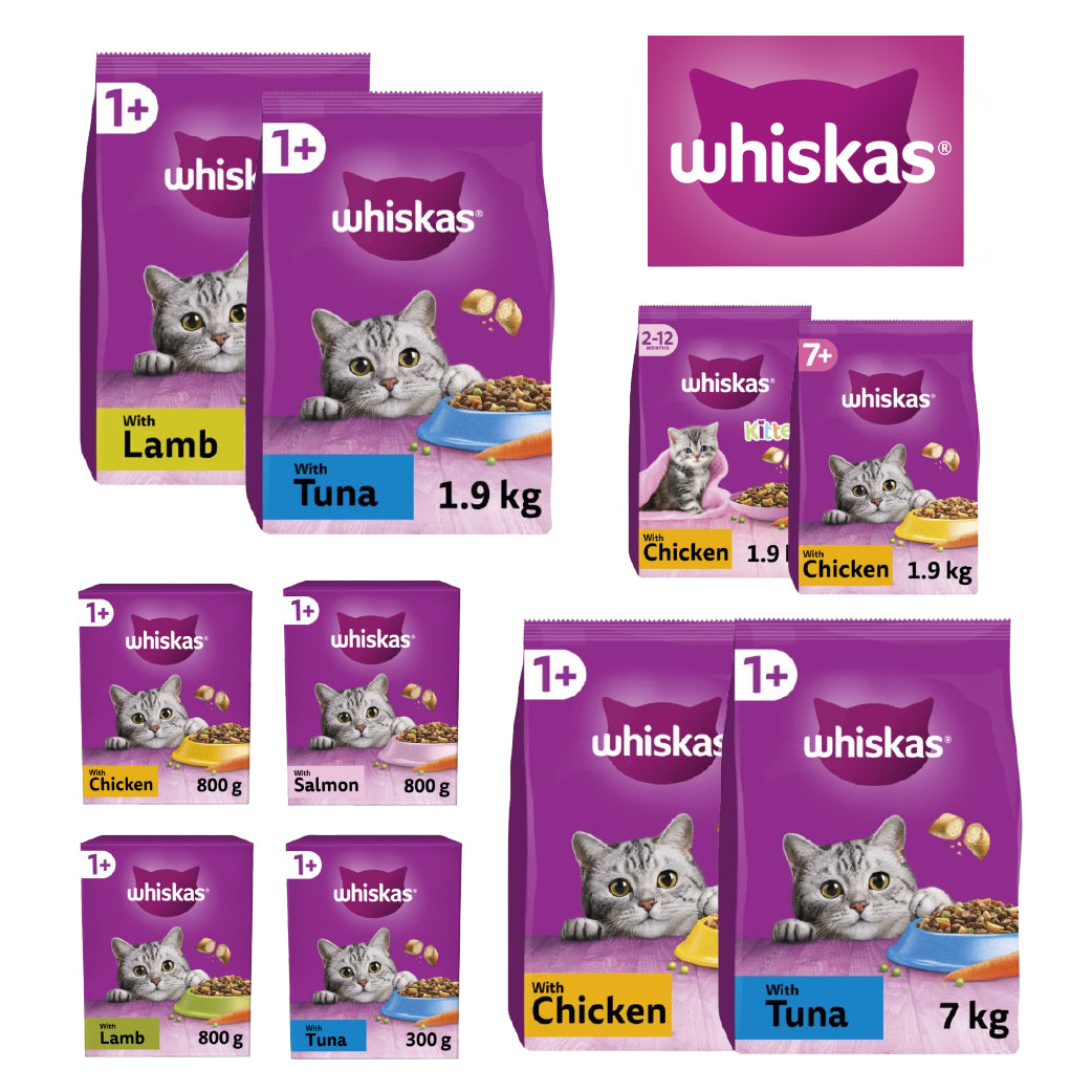 WHISKAS Dry Cat Food – Adult, Kitten & Senior Selection