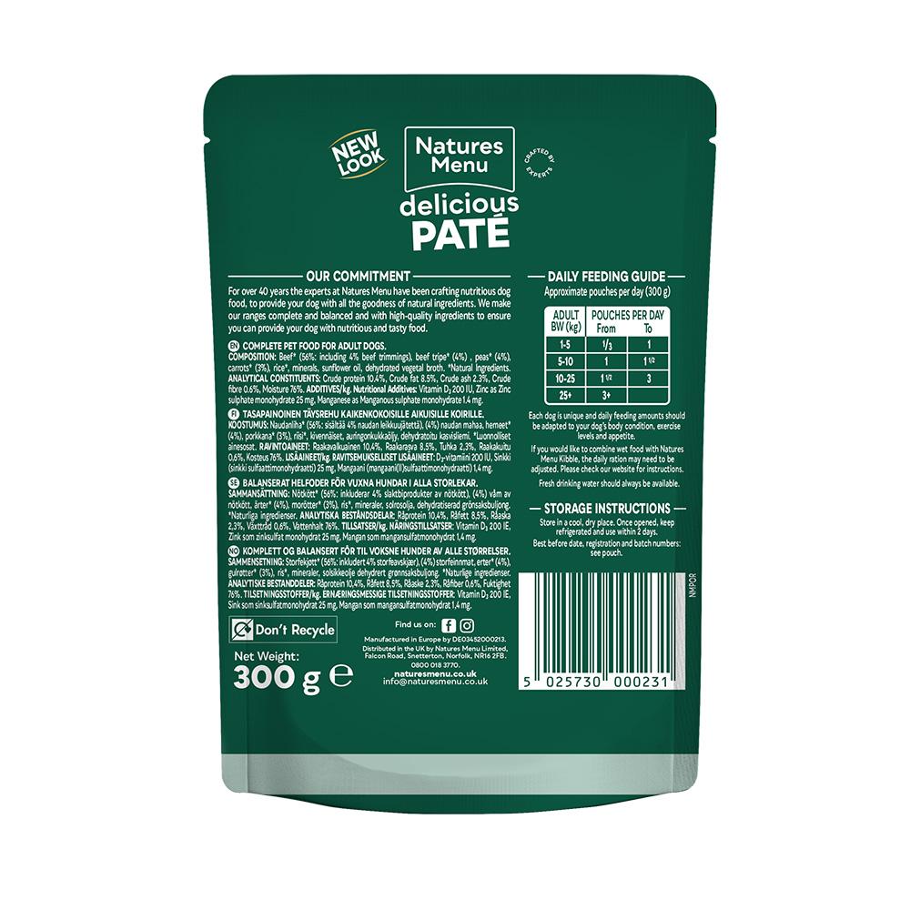 Natures Menu Beef with Tripe Dog Food Pouches - 8 x 300G