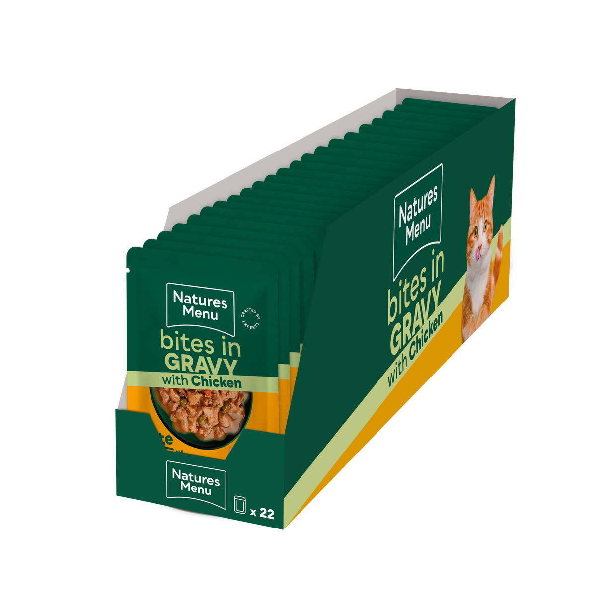 Natures Menu Bites in Gravy Chicken Wet Cat Food Pouches - 22 x 85g