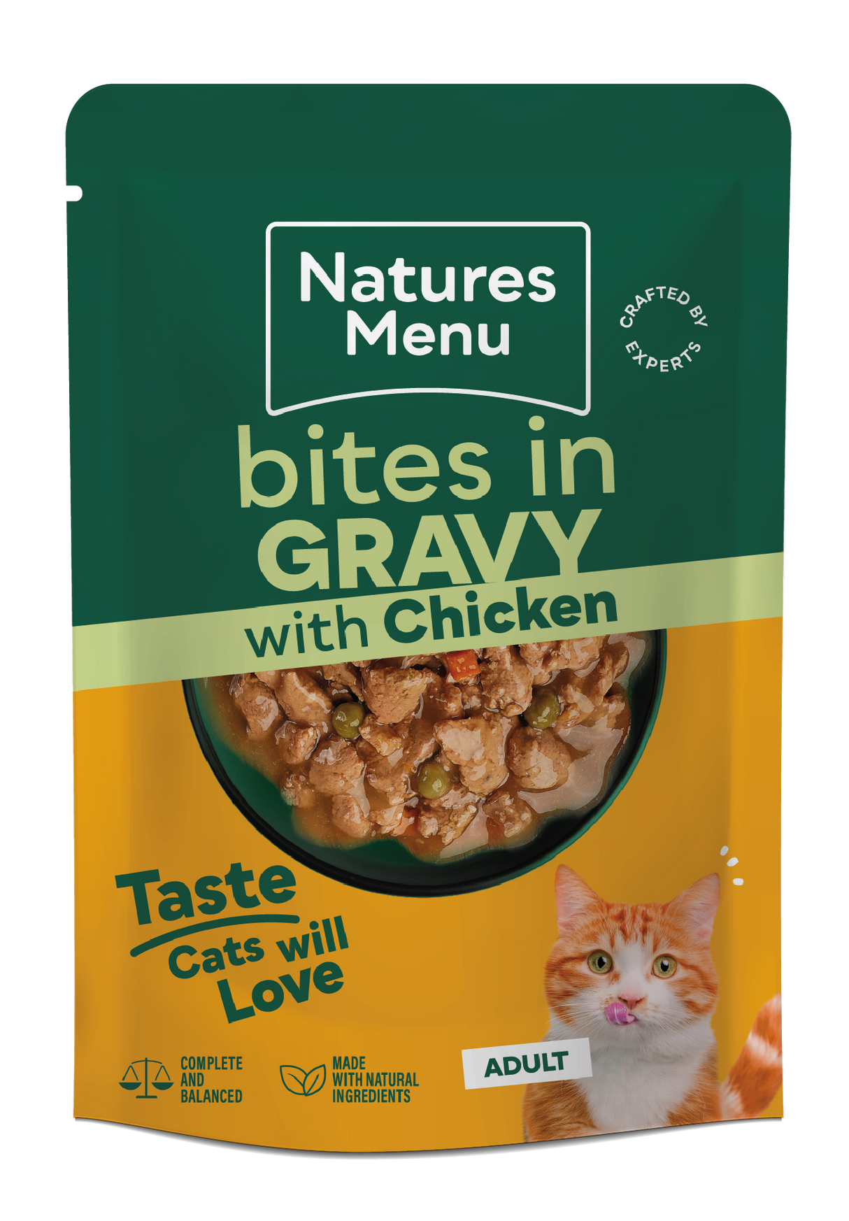 Natures Menu Bites in Gravy Chicken Wet Cat Food Pouches - 22 x 85g