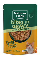 Natures Menu Bites in Gravy Chicken Wet Cat Food Pouches - 22 x 85g