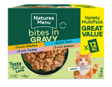 Natures Menu Bites in Gravy Multipack Wet Cat Food Pouches - 12 x 85g