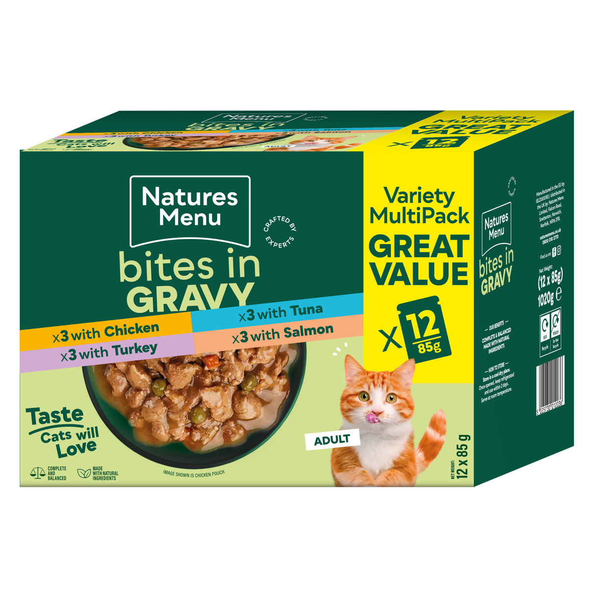Natures Menu Bites in Gravy Multipack Wet Cat Food Pouches - 12 x 85g