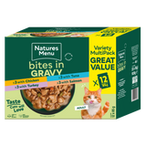 Natures Menu Bites in Gravy Multipack Wet Cat Food Pouches - 12 x 85g