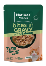 Natures Menu Bites in Gravy Salmon Wet Cat Food Pouches - 22 x 85g