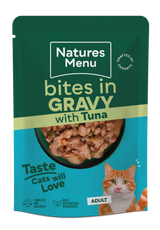 Natures Menu Bites in Gravy Tuna Wet Cat Food Pouches - 22 x 85g