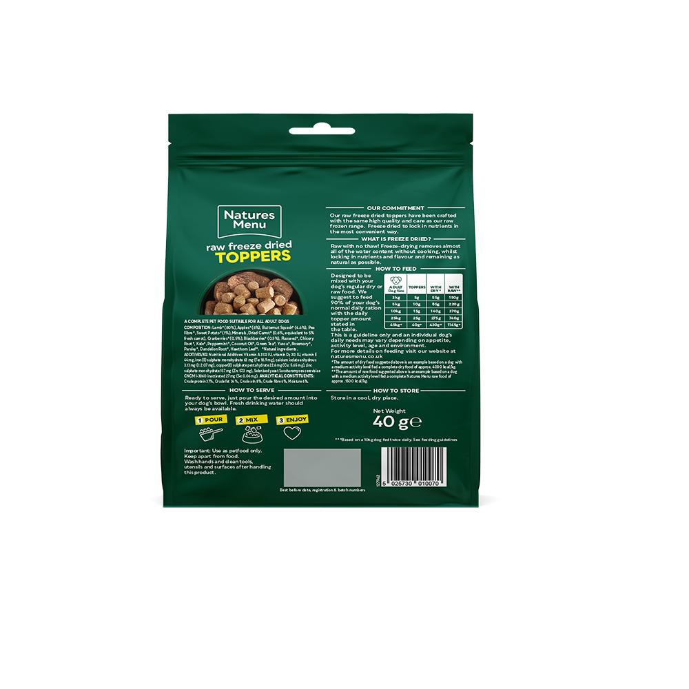 Natures Menu Complete Raw Freeze Dried Lamb Topper for Dog - 40g