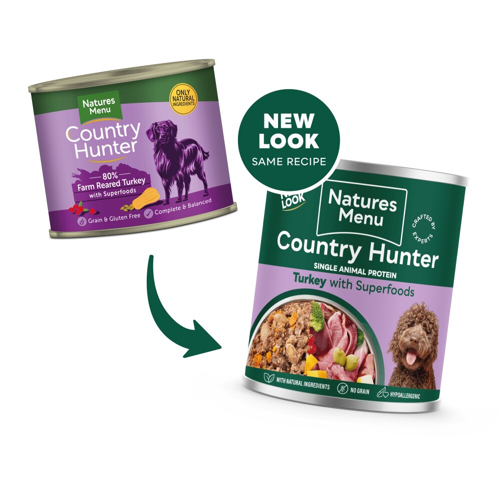 Natures Menu Country Hunter Meals Turkey & Cranberry Wet Dog Food Cans - 6 x 600g
