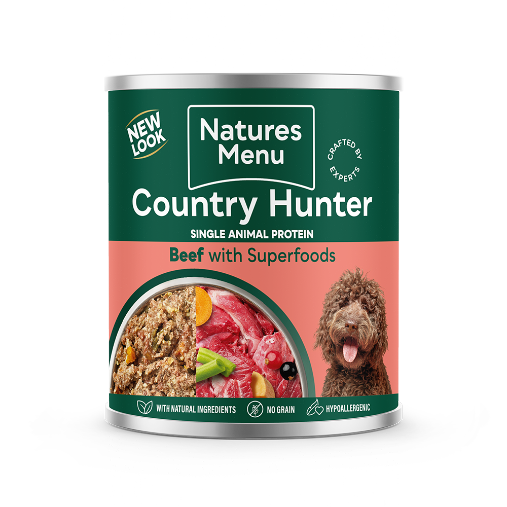 Natures Menu Country Hunter Meals Beef Wet Dog Food Cans - 6 x 600g