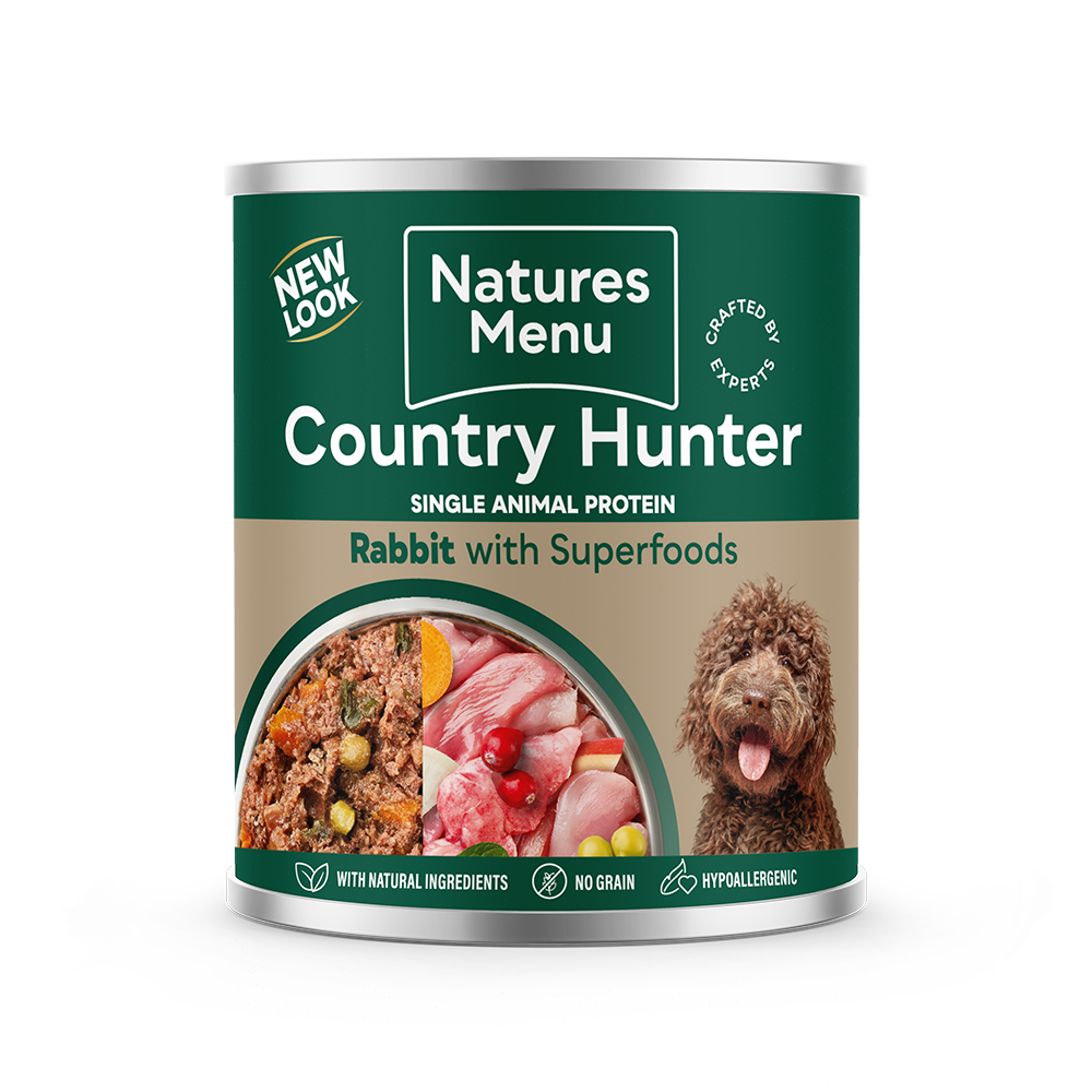 Natures Menu Country Hunter Meals Rabbit & Cranberry Wet Dog Food Cans - 6 x 600g