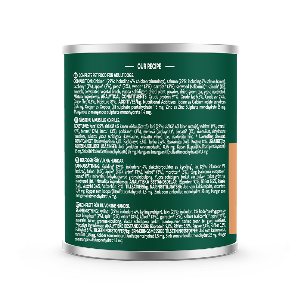 Natures Menu Country Hunter Meals Salmon & Chicken with Rasberry Wet Dog Food Cans - 6 x 600g
