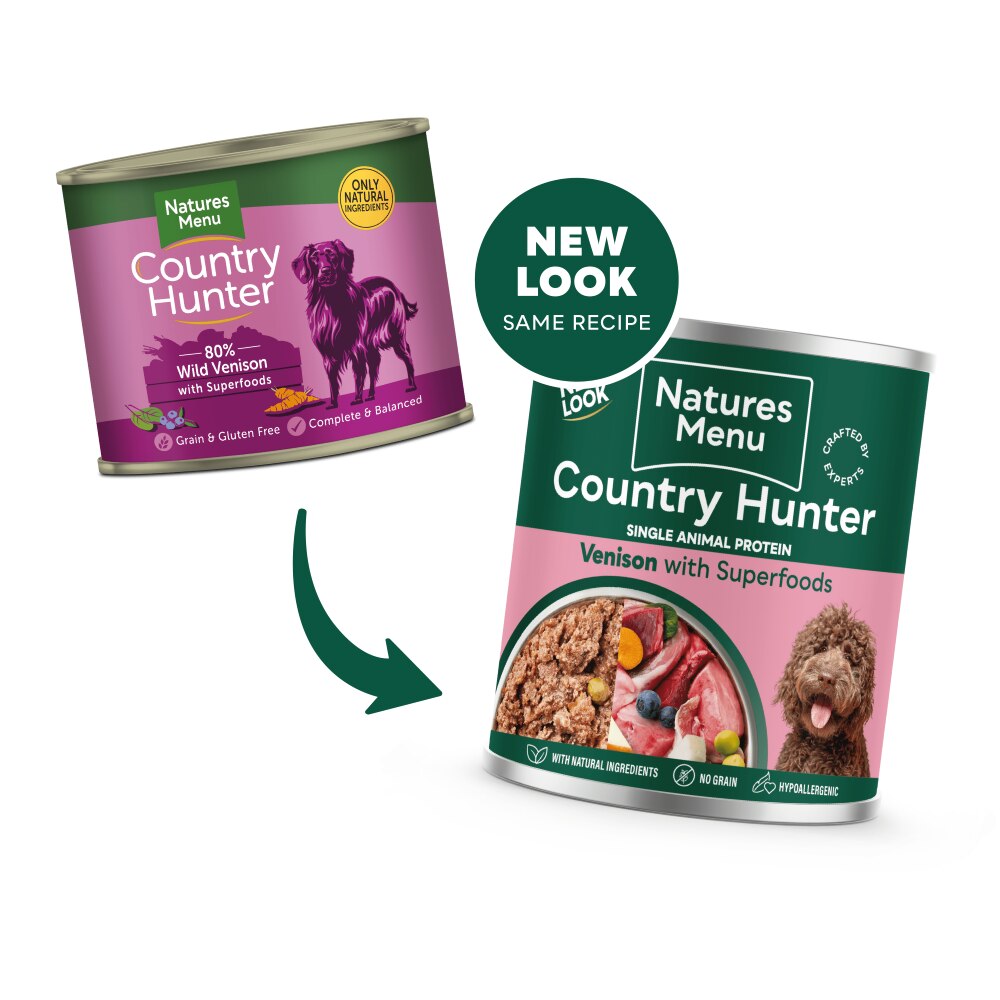 Natures Menu Country Hunter Meals Venison & Blueberry Wet Dog Food Cans - 6 x 600g