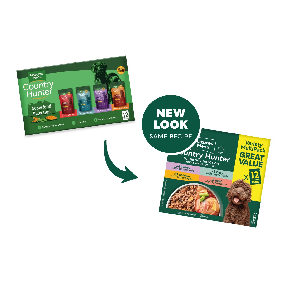 Natures Menu Country Hunter Multipack Superfood Dog Pouches - 12 x 150g