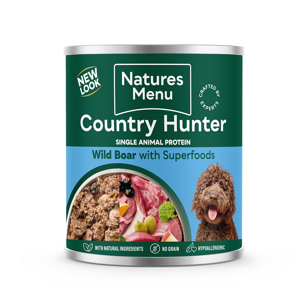 Natures Menu Country Hunter Meals Wild Boar Wet Dog Food Cans - 6 x 600g