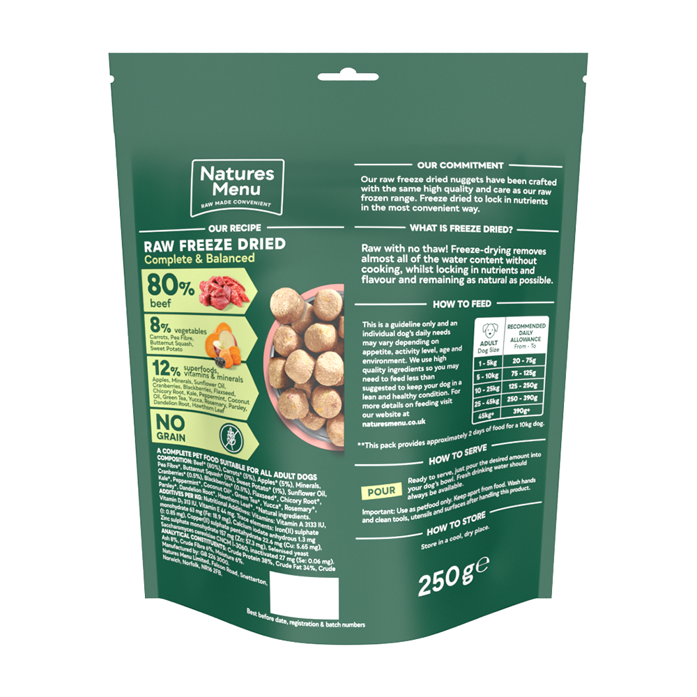 Natures Menu Freeze-Dried 80/20 Beef Dog Food - 250g